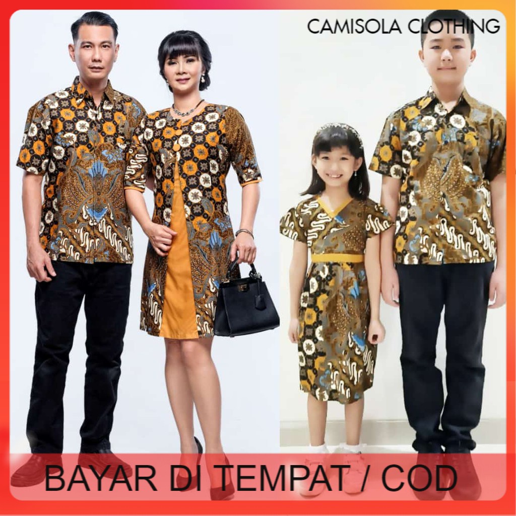 BATIK COUPLE KELUARGA SARIMBIT FAMILY TERBARU MODERN MURAH JUMBO ANAK DRESS KEBAYA LORENSIA GOLD