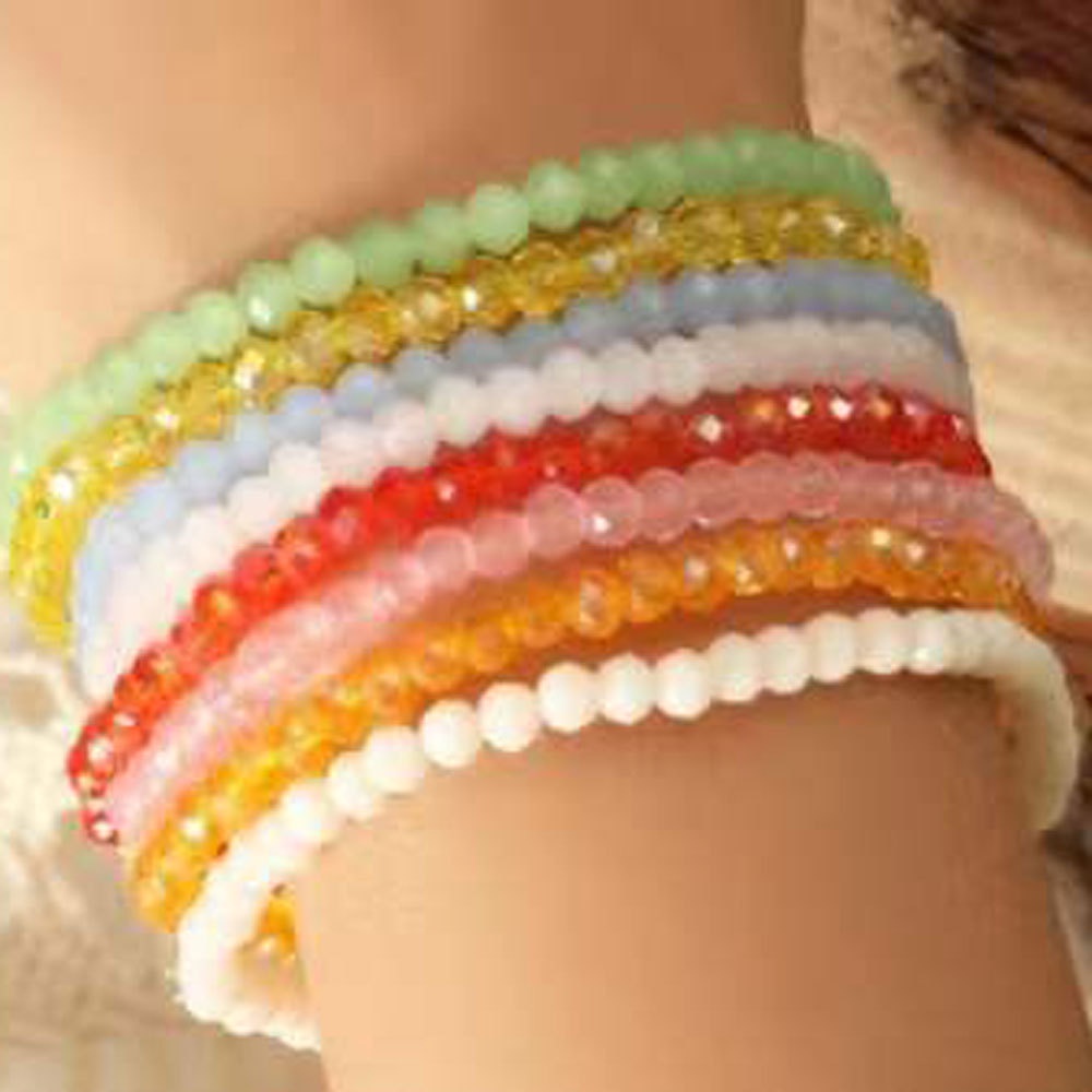 Gelang Manik-Manik Kristal Handmade Warna Polos Gaya Korea