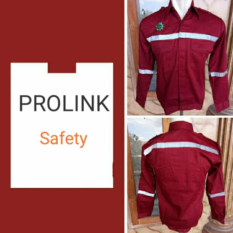 BAJU SAFETY SERAGAM PROYEK MERAH MAROON MARON