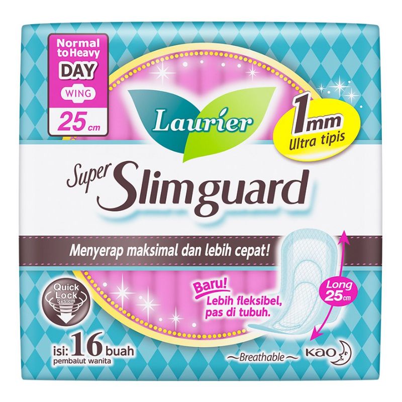 Laurier Super Slim Guard 25cm Day 16 pads Pembalut Wanita 25 cm Wing