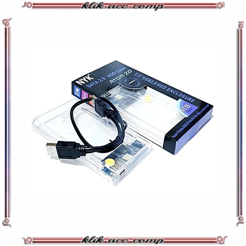 NYK Atom 2.0 Casing HardDisk 2.5&quot; Sata Transparan HDD SSD Enclosure USB2.0