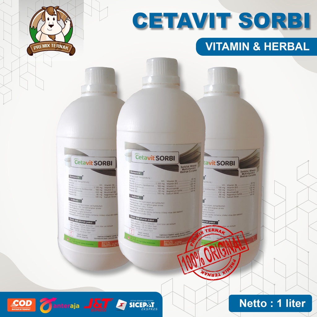 Obat Penguat Otot (Anti Lemes) Ternak Sapi Kambing Domba I Penambah Energi Spontan (ATP) I CETAVIT SORBI 1 Liter I Biosan TP I Biodin I Bio Prost