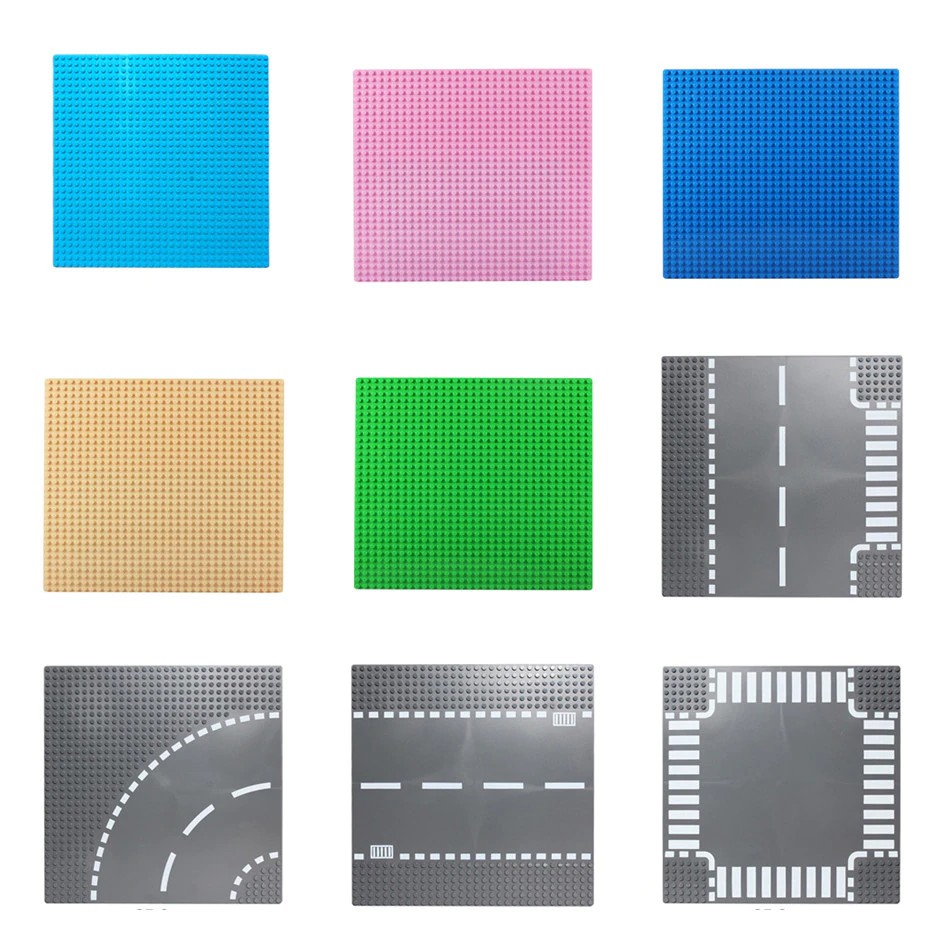 Mainan Lego Anak City Road Street Baseplate Straight Crossroad Curve T-Junction Building Blocks