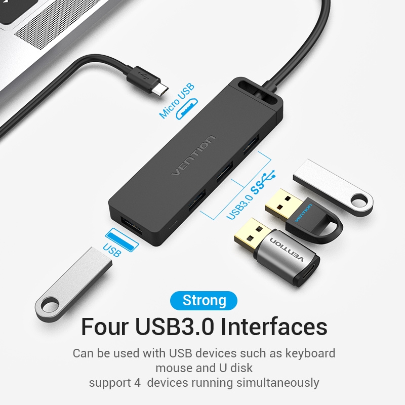 Vention Hub Adapter 4 Port Usb 3.0 Tipe C Kecepatan Tinggi Usb 3.0 Untuk Laptop Pc