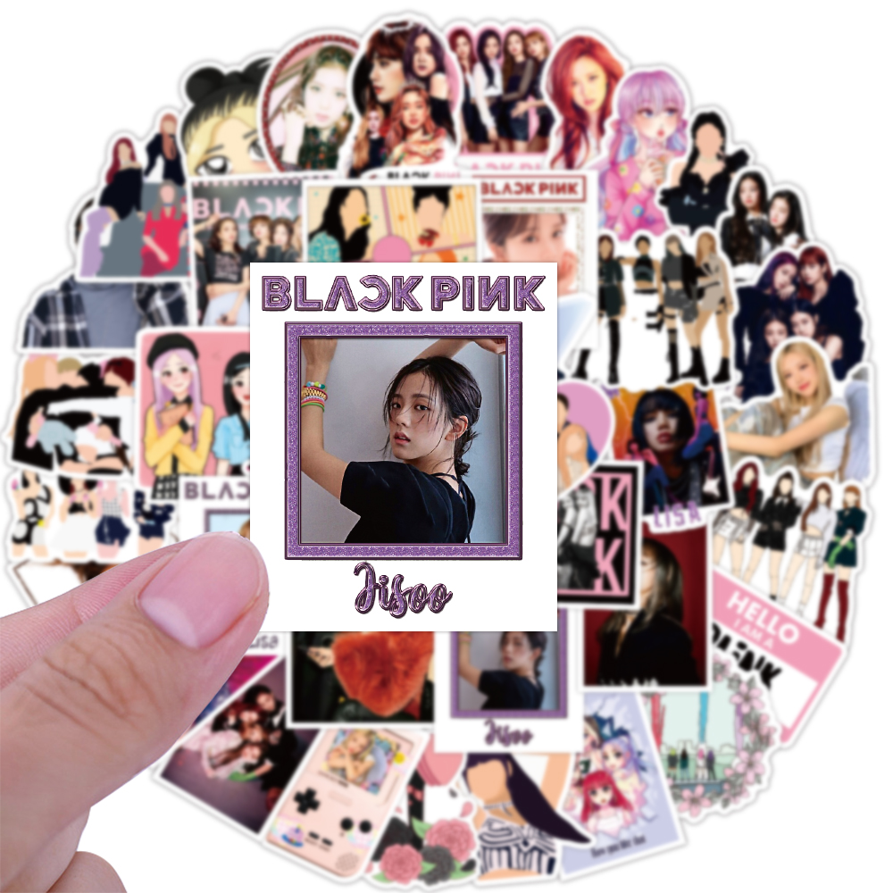 50pcs /set Sticker KPOP BLACKPINK Stiker Tahan Air Untuk Dekorasi DIY Luggage Diary Notebook Laptop