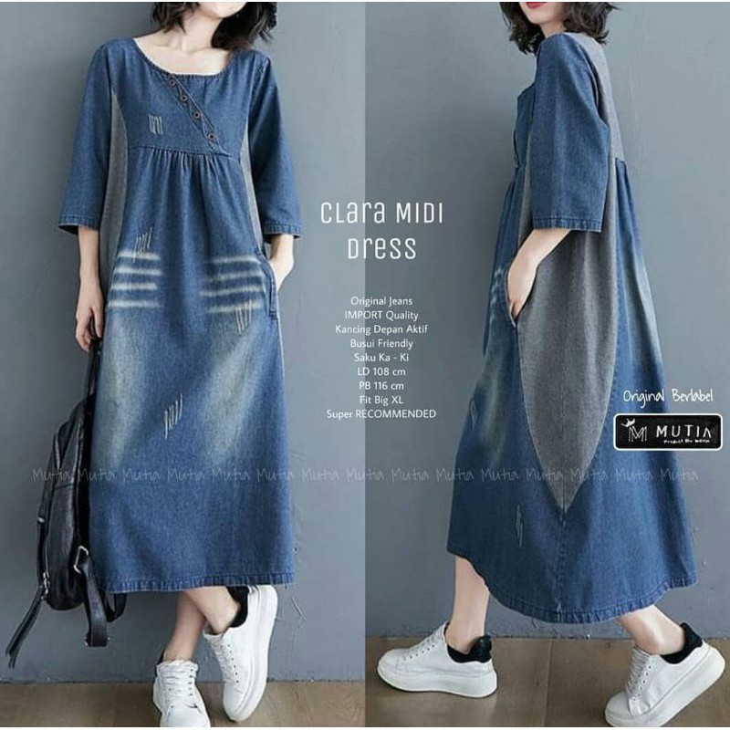 clara midi dress JEANS DENIM