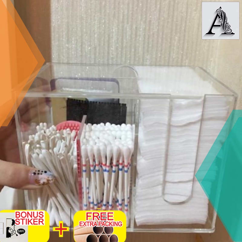 

Promo tempat kapas/cotton buds/blended beauty acrylic/akrilik rak kosmetik