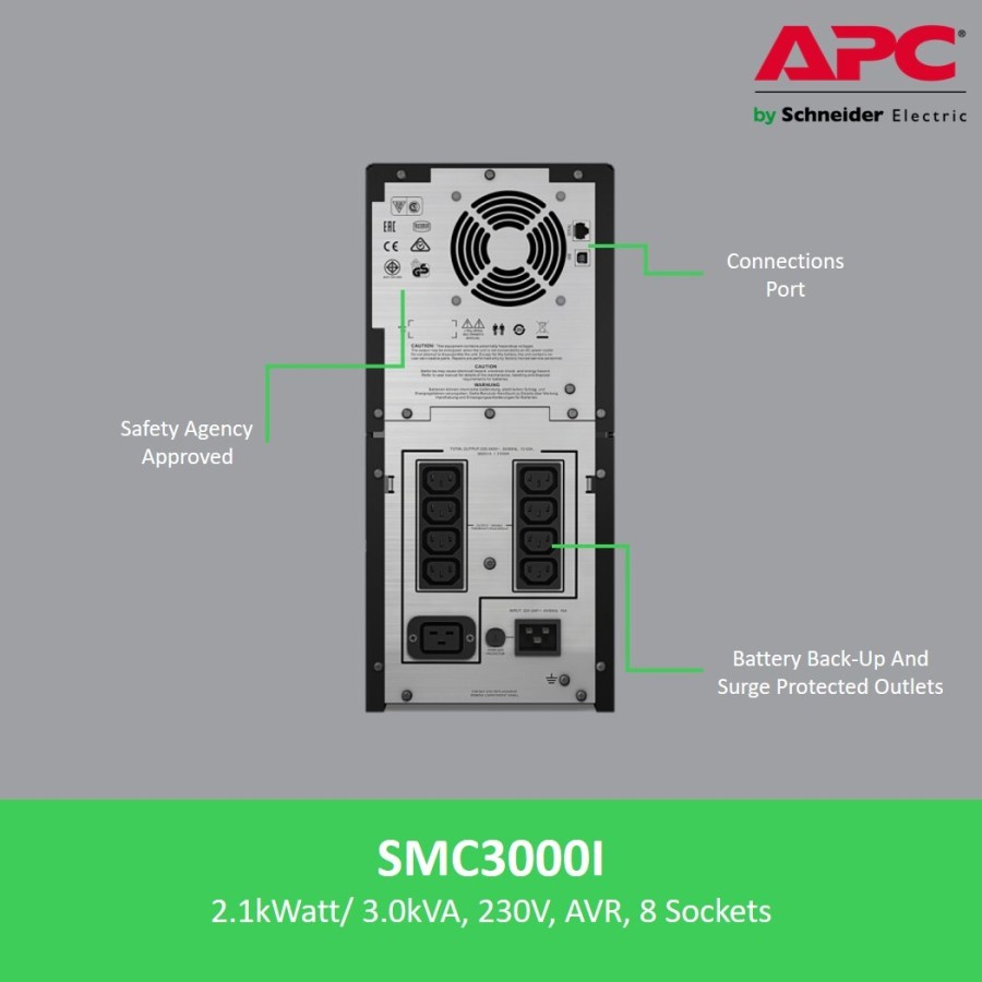 UPS APC SMC3000I 3000VA 2100 Watt dengan LCD Display GARANSI RESMI | Baterai backup