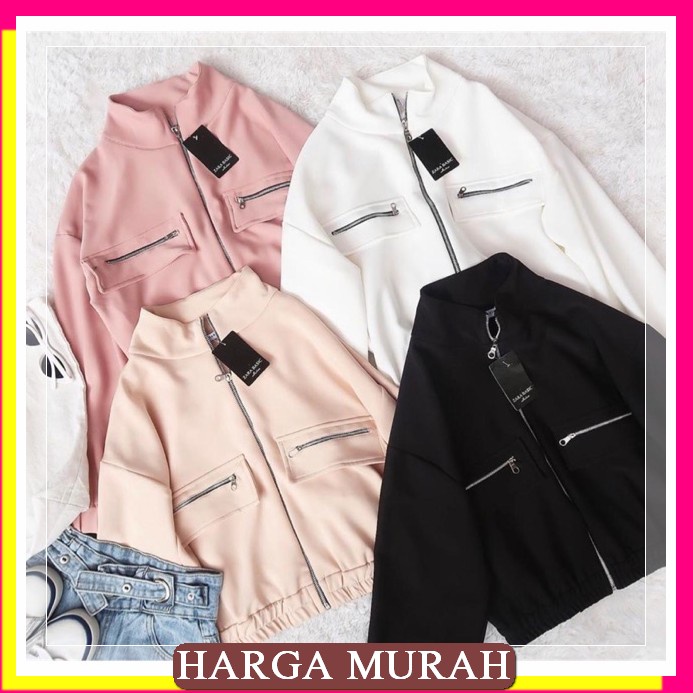 Jaket Parasut 818 - Jaket Wanita Parasut Import Premium Korea Fas JD379 Basic Zarra Zipper Jaket M