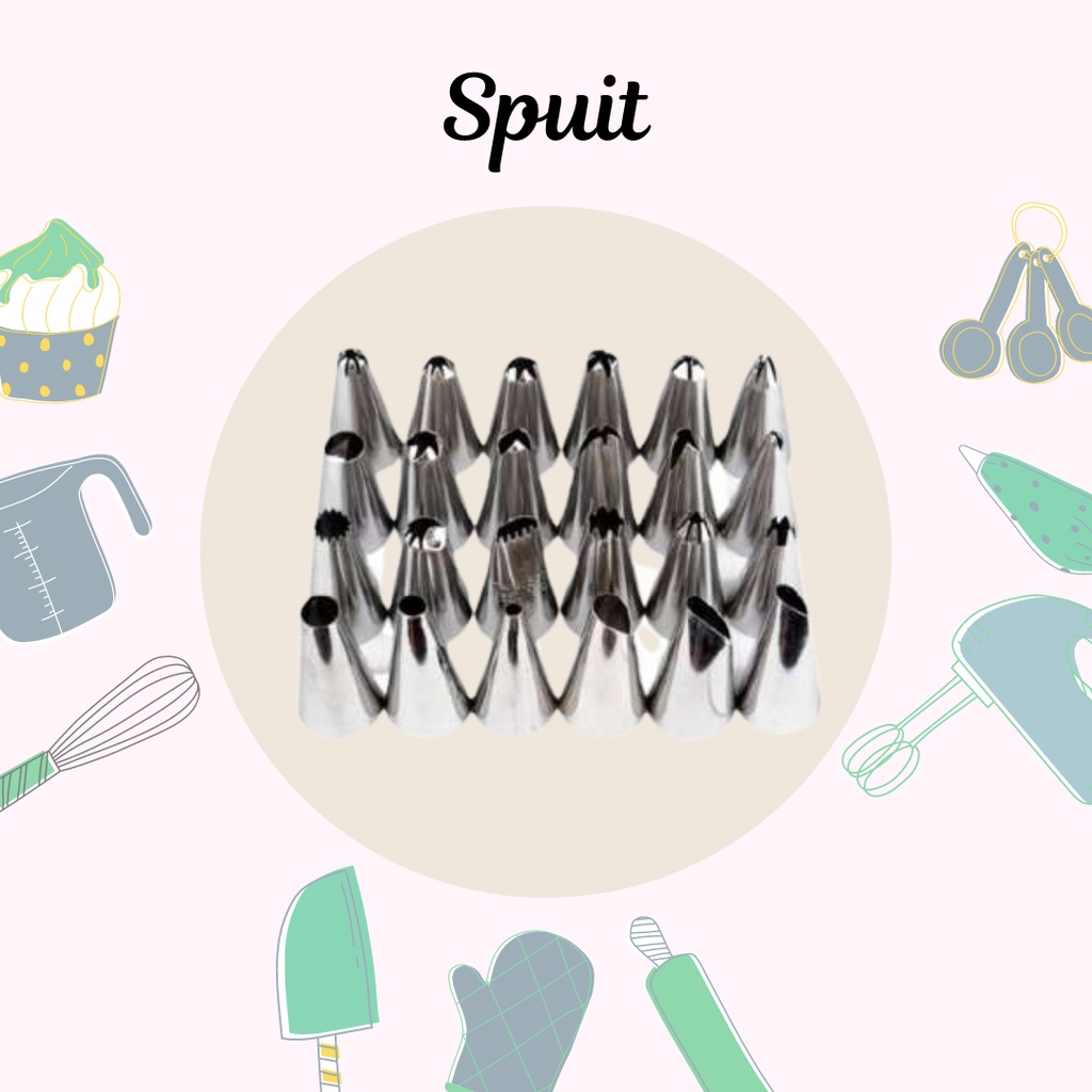 Spuit Set Stainless isi 24pcs / Spuit Kue / Alat Penghias Kue