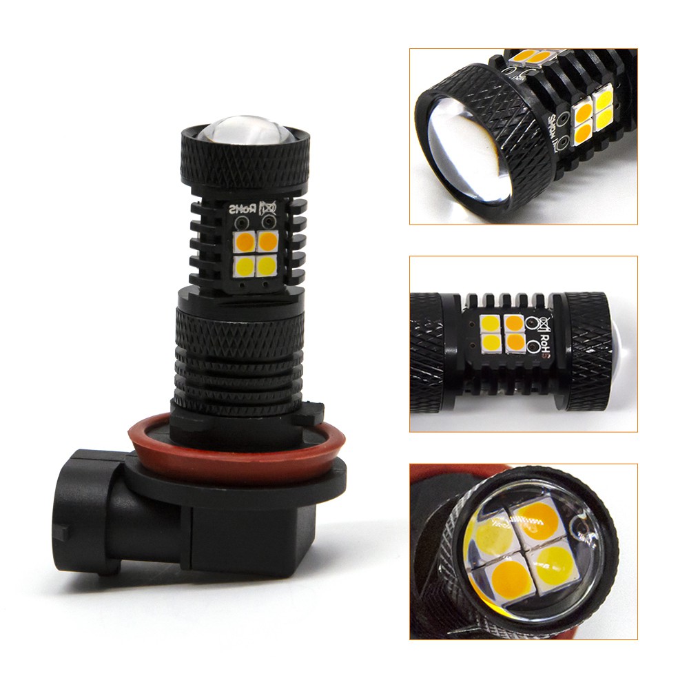 2 Pcs Dual Warna H7 H11 H8 Led Fog Lamp Light 9005 9006 HB4 H16 5202 Lampu Mengemudi Auto Running Putih Kuning Kuning