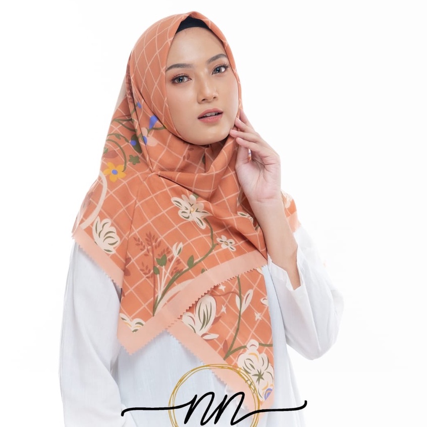 BESTSELLER Hijab Segiempat Voal Motif Printing Lasercut Kerudung Motif Square Grosir Jilbab Murah NN hijab-K1