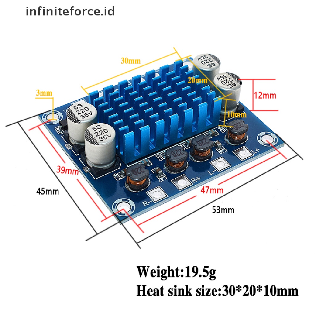 (infiniteforce.id) Tpa3110 XH-A232 30W + 30W 2.0 Channel Digital Stereo Audio Power Amplifier