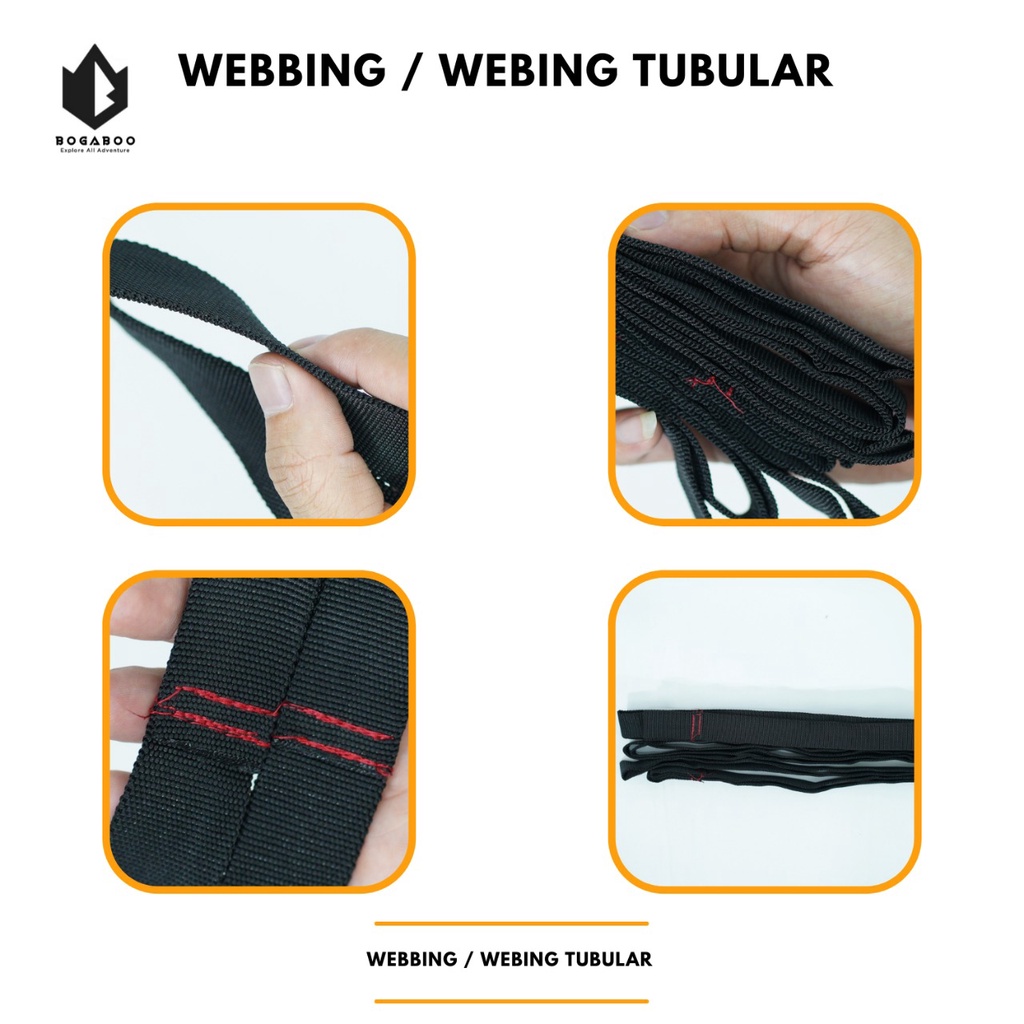 Tali Webbing Twobullar - Sepasang Tali Webbing Double - tali hammock - pengait hammok - tali ayunan - tali webing