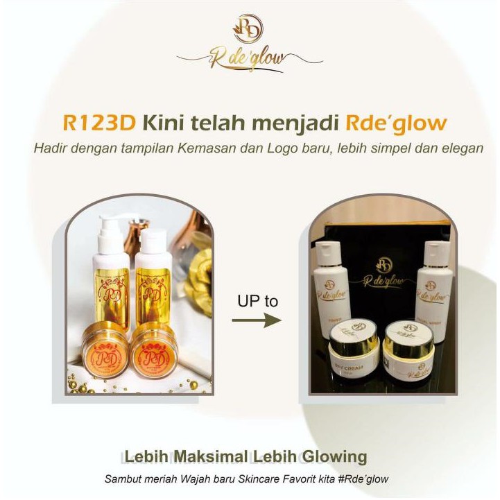 Paket Cream RD 123/R de'Glow/Rde Glow/GOLD PUTIH&amp;Ecer Siang Krim Malam Sabun Toner Cleanser Rinna