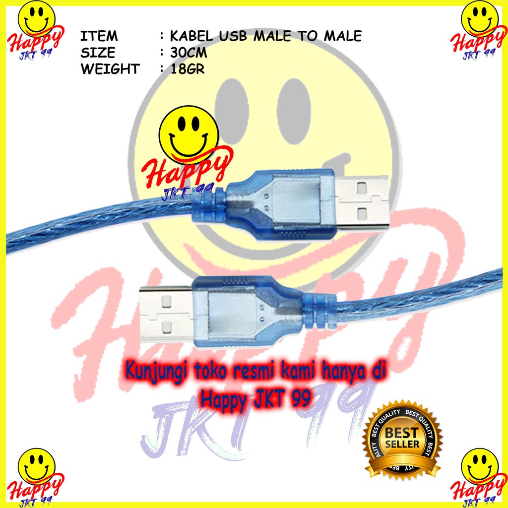 [ HAPPY JKT 99 ] KABEL USB MALE TO MALE 30CM