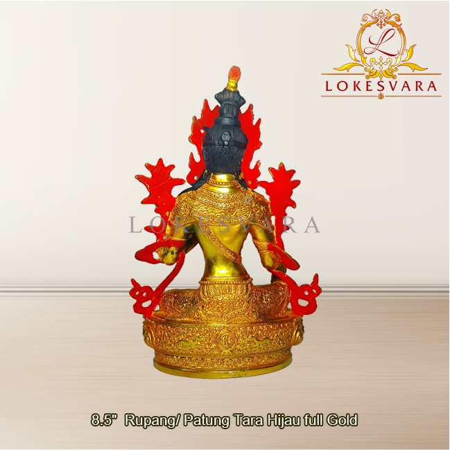 Patung Rupang Arca Logam Tara Hijau / Green Tara 8.5inch Full Gold