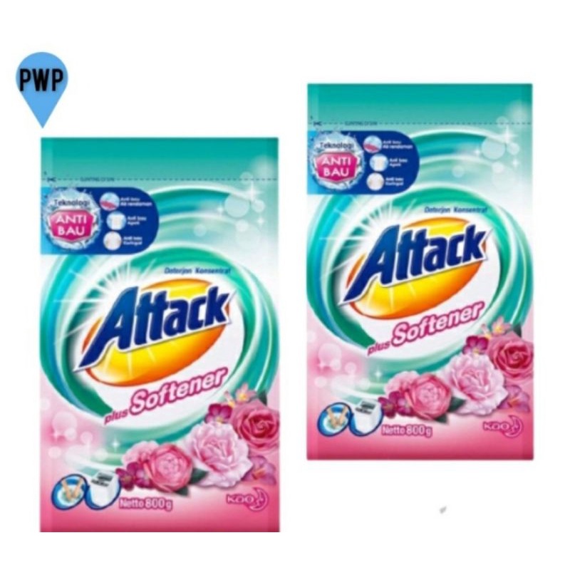 Attack Plus Softener Deterjen Bubuk Konsentrat Anti Bau 800gr Twinpack