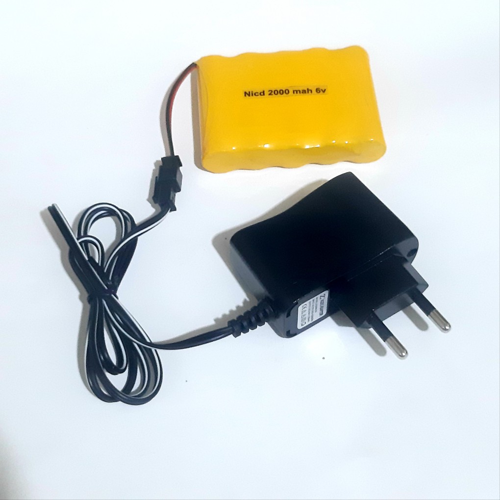 Baterai Mobil Remot Control + Casan Batre RC 5x AA Ni-Cd 6V - 2000mAh Socket Hitam