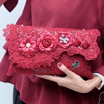 RJ CRAFT - Clutch Pesta Brokat Prada Premium Clutch Kondangan Wanita Eksklusif