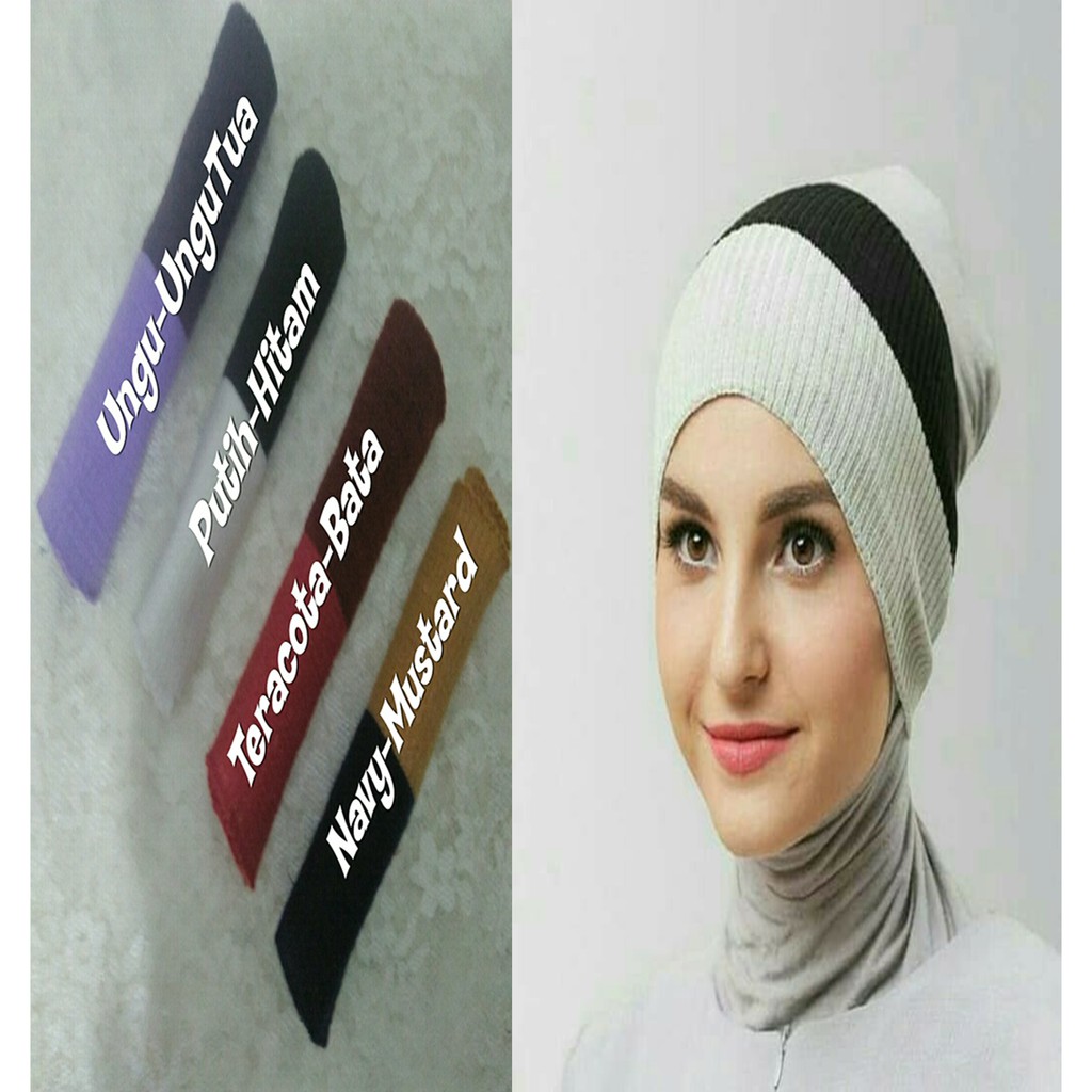 Inner Bandana  Rajut Dua  Warna Ciput Hijab Ninja Shopee 