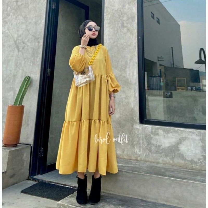 (MGA) GAMIS MIDI GOLBY RUFFLE DAILY BUSUI MIDI DRESS WOLFIS