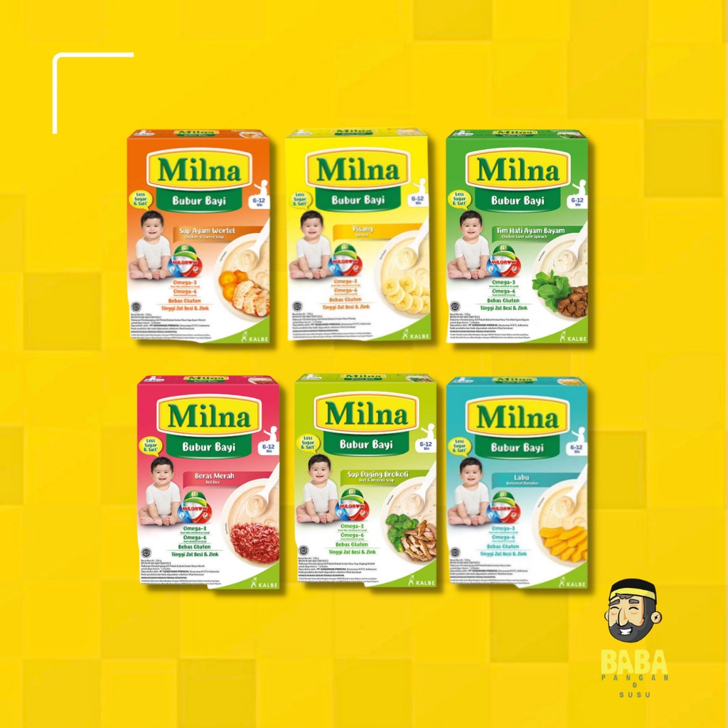 Milna Bubur Bayi Reguler Tim, Wgain, Goodmil, Organic 6+ 8+ 9+ 12+ Mpasi bayi Bubur Organic