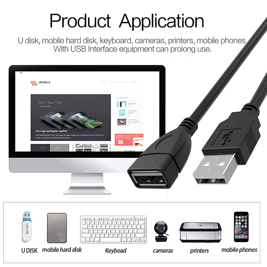 Kabel USB Male To Female-0.15m/Cable USB M-F 15cm