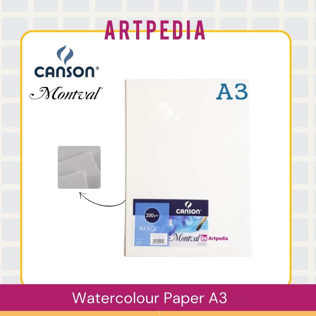 

Canson Montval A3 220gsm 5 Sheet - Watercolour paper Montval A3