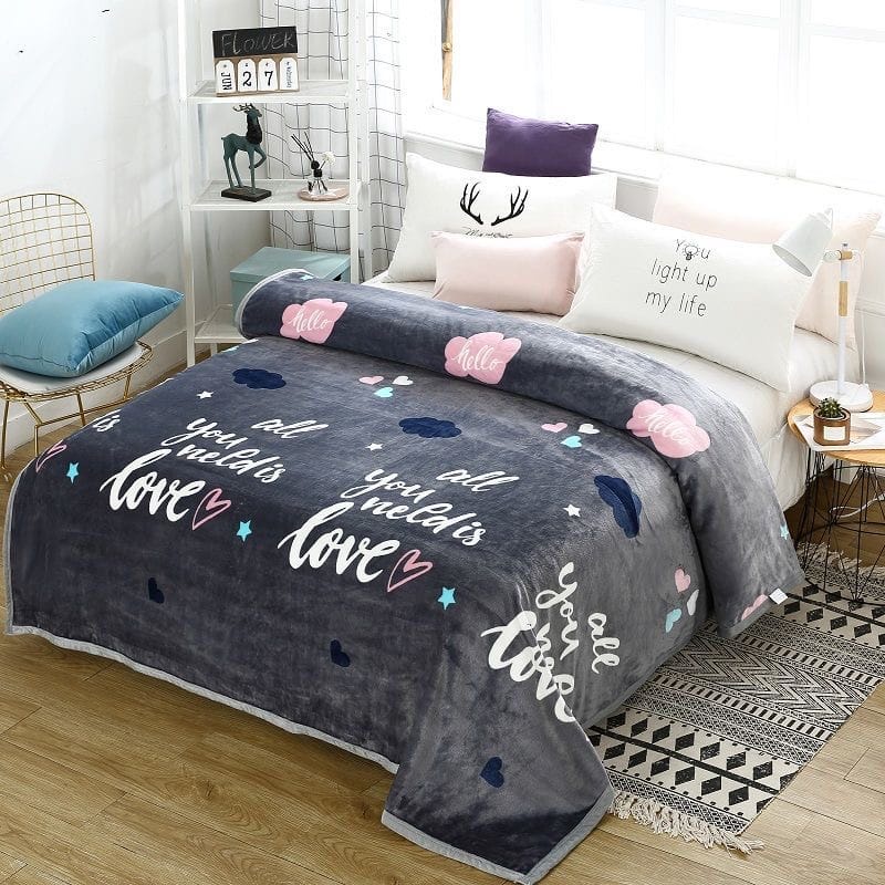 Selimut Bulu Halus 140x190 Motif Dewasa Aesthetic Blanket Termurah Terlaris Berkualitas New Arrival-HELLO SILVER
