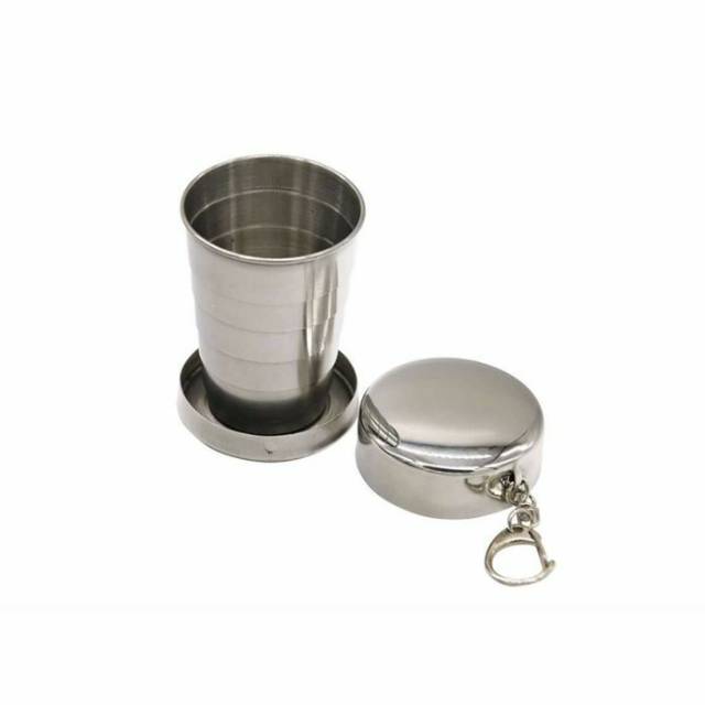 Gelas lipat STAINLESS 150ML Gantungan Kunci Gelas Lipat Camping
