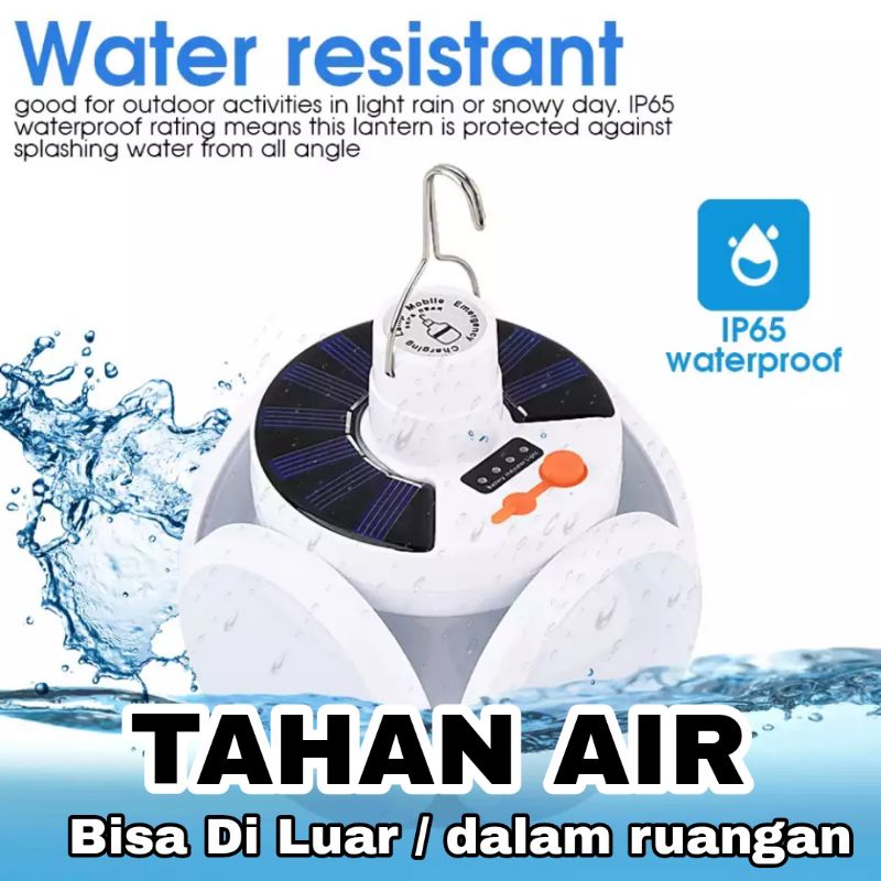 Lampu Emergency Solar UFO/Lampu Darurat Gantung Tanpa Listrik/Lampu Dragon 5 Sisi Lipat Rechargeable