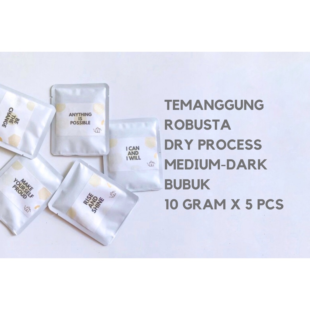 

Kopi Robusta Temanggung Dry Process Coffee Rumacoffee 5 Sachet x 10 Gram