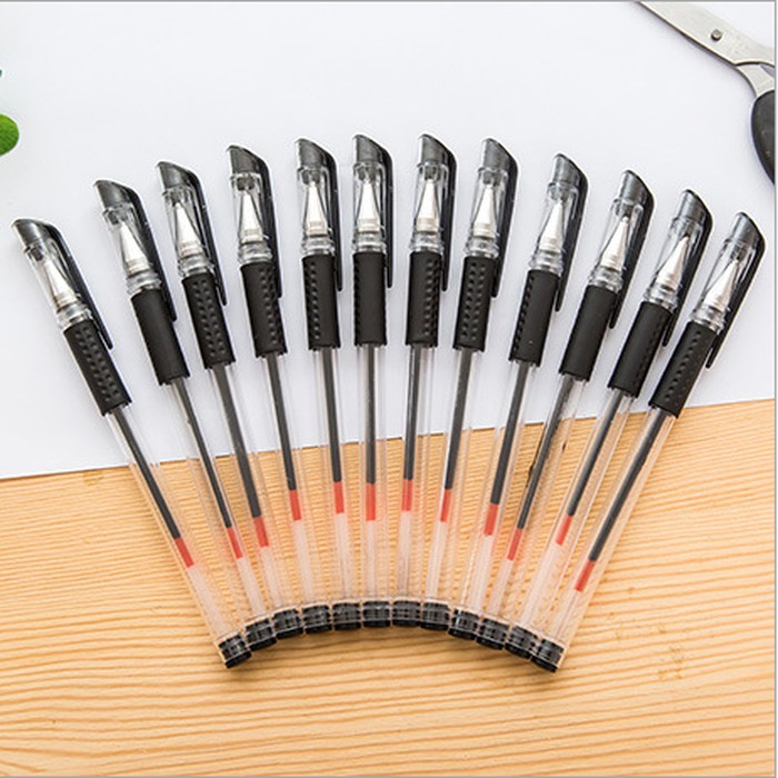 

ATK Pulpen Hitam Sekolah Alat tulis Kantor Pulpen Air Pena Gel 0.5mm