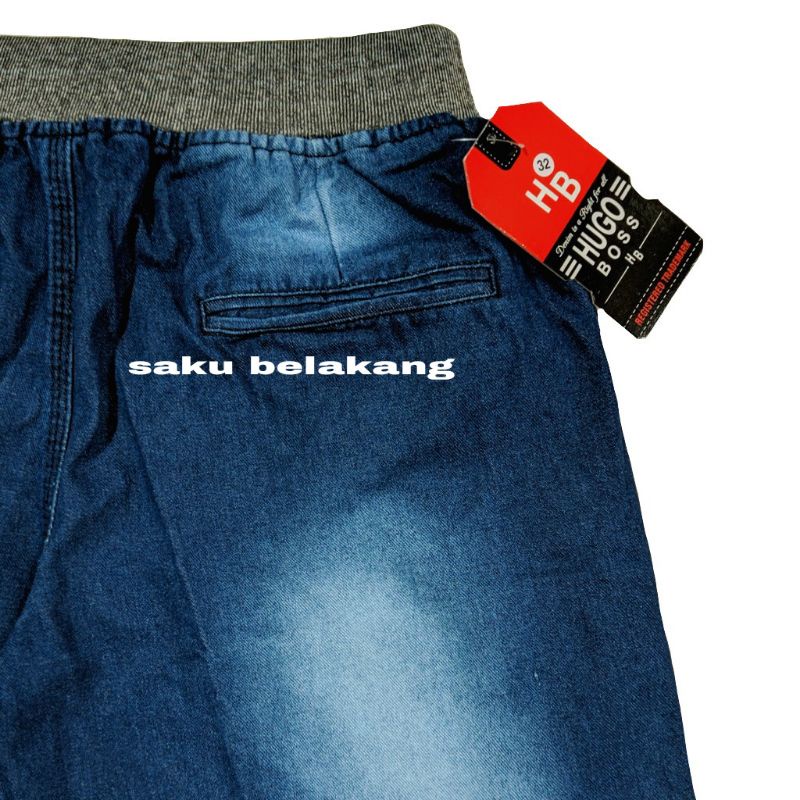 JEANS PENDEK SOBEK PRIA HUGO RIP