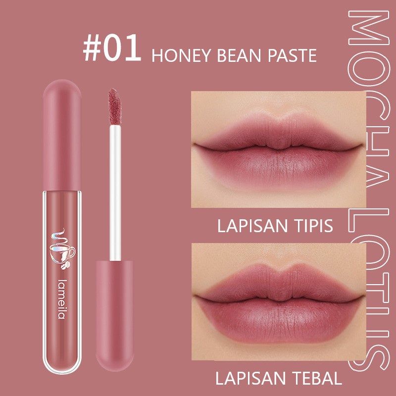 LAMEILA - Oh My God Mocha Lotus Lip Glaze Lipstik - Lip Gloss Pelembab Silky Original