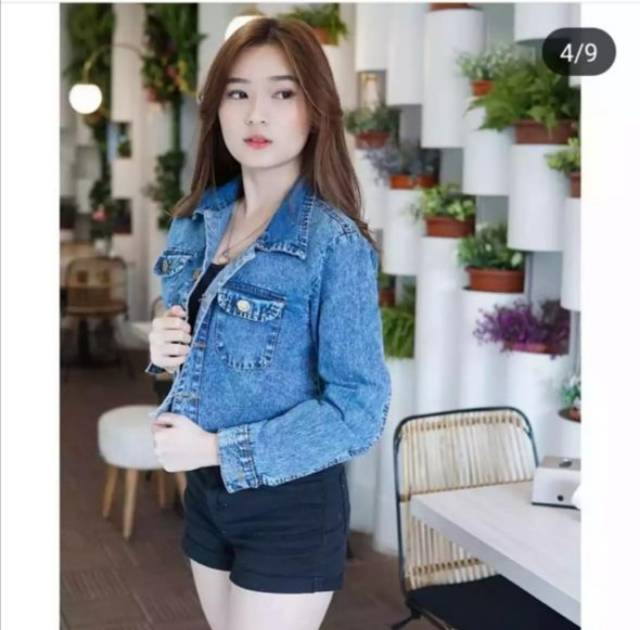 Jaket jeans rawis crop