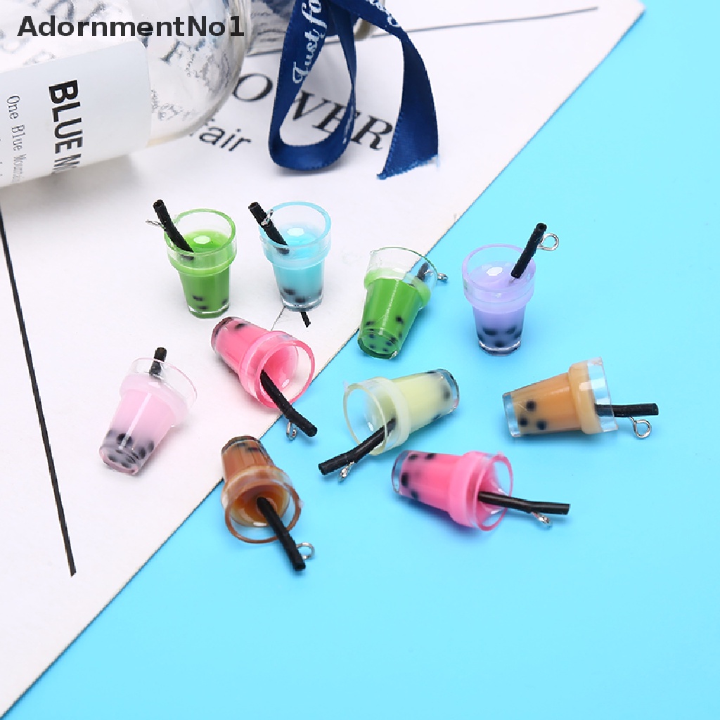 (AdornmentNo1) 10pcs / Set Charm Resin Bentuk Milk Tea Untuk DIY Perhiasan / Anting