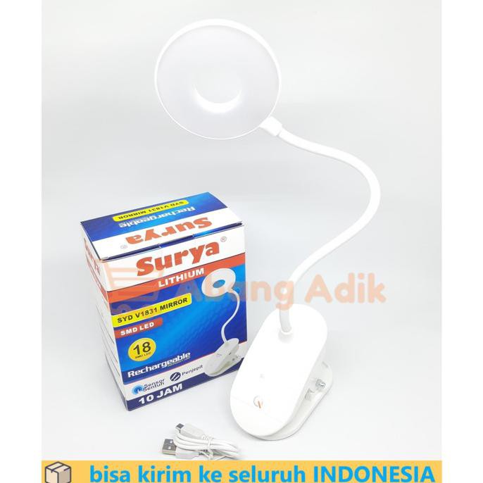 LAMPU BELAJAR CAS SURYA SYD V1831 V 1831 MIRROR 18 SMD LED JEPIT MEJA