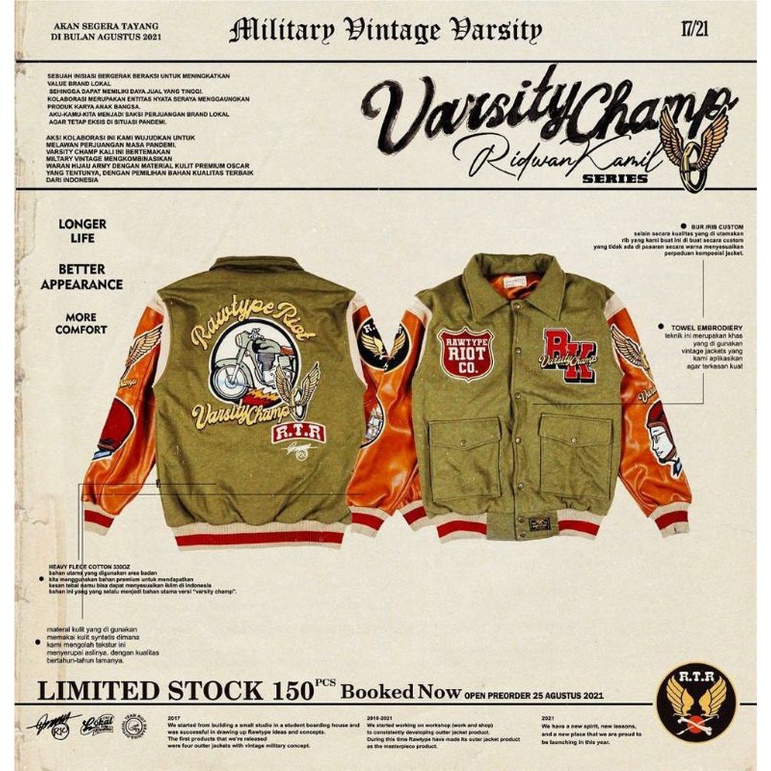 Rawtype Riot | Varsity Champ RK Series | Ridwan Kamil | NEW | ORIGINAL | Size L