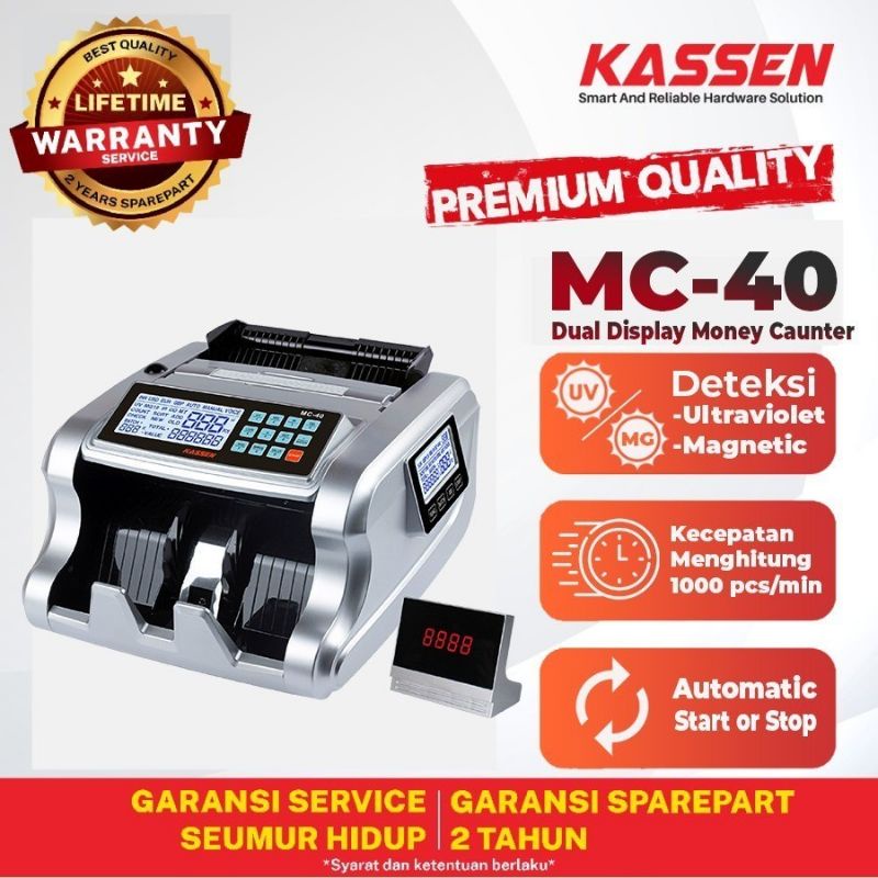 Mesin Penghitung Uang Kassen MC-40 Money Bill Counter (Garansi Resmi)