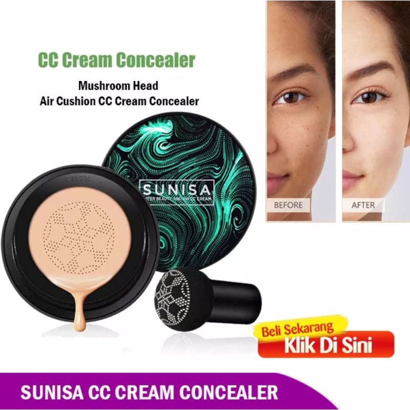 SUNISA MUSHROOM HEAD BB CUSHION AIR PAD CC CREAM BENTUK JAMUR 20 GRAM