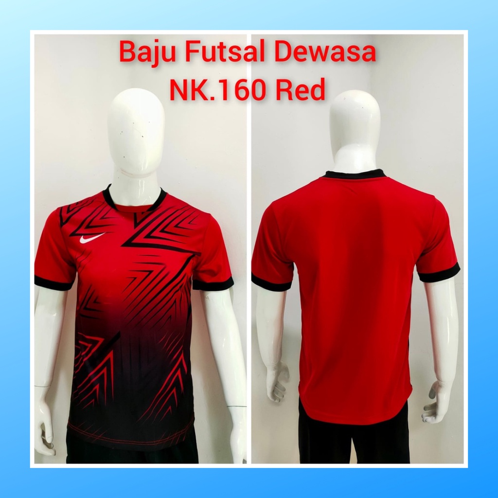 jersey futsal pria kaos sepak bola club baju atasan wanita dewasa t-shirt seragam custom jersy outfit klub olahraga gym kostum jogging jarsey soccer pakaian fitness oblong sports suit apparel NK160 merah