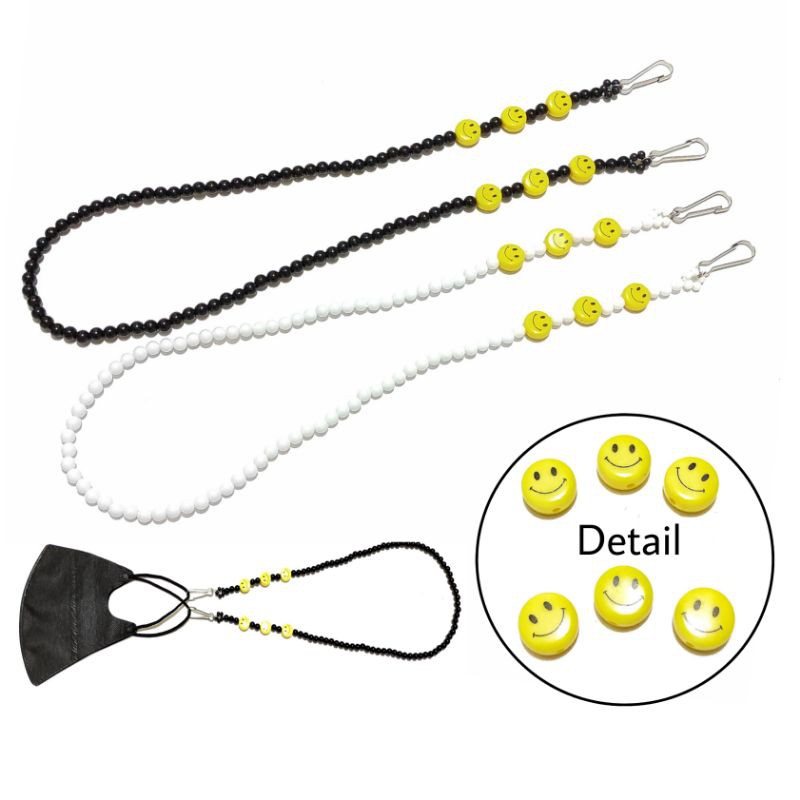 Kalung Gantungan Masker Strap Mask Smiley Beads Series Mote Senyum Emoji Emoticon