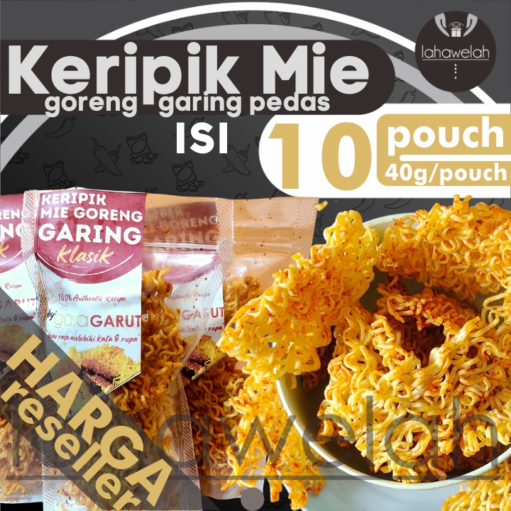 

HARGA RESELLER - 10pouch Cemilan Keripik Mie GORENG Kering by Lahawelah