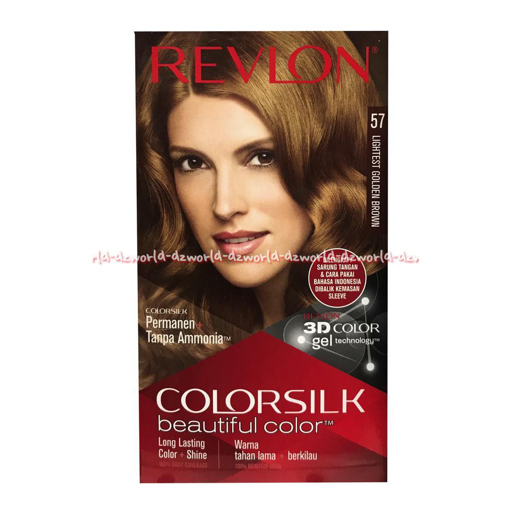 Revlon Colorsilk Beautiful Color 57 Lightest Golden Brown Cat Warna Coklat Muda Emas Cat Rambut Shopee Indonesia