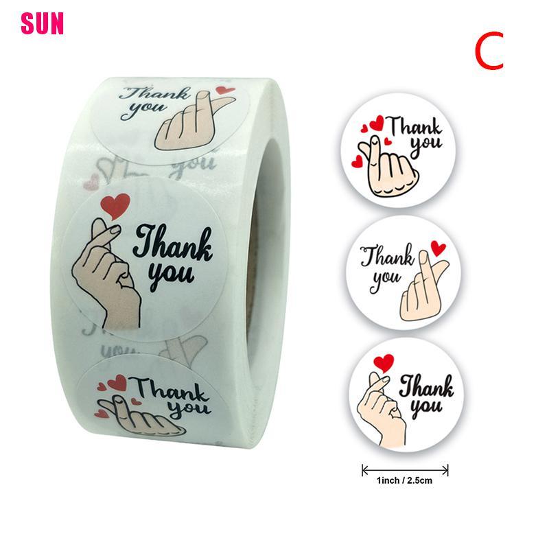 500pcs / Roll Stiker Label Segel Desain Thank You Untuk Alat Tulis