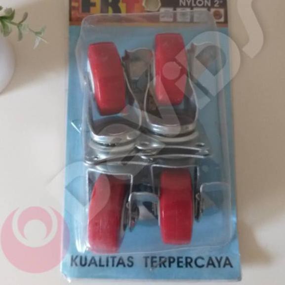 Menarik.. RODA KECIL / RODA LEMARI / RODA MEJA NILON REM MERAH 2" INCHI