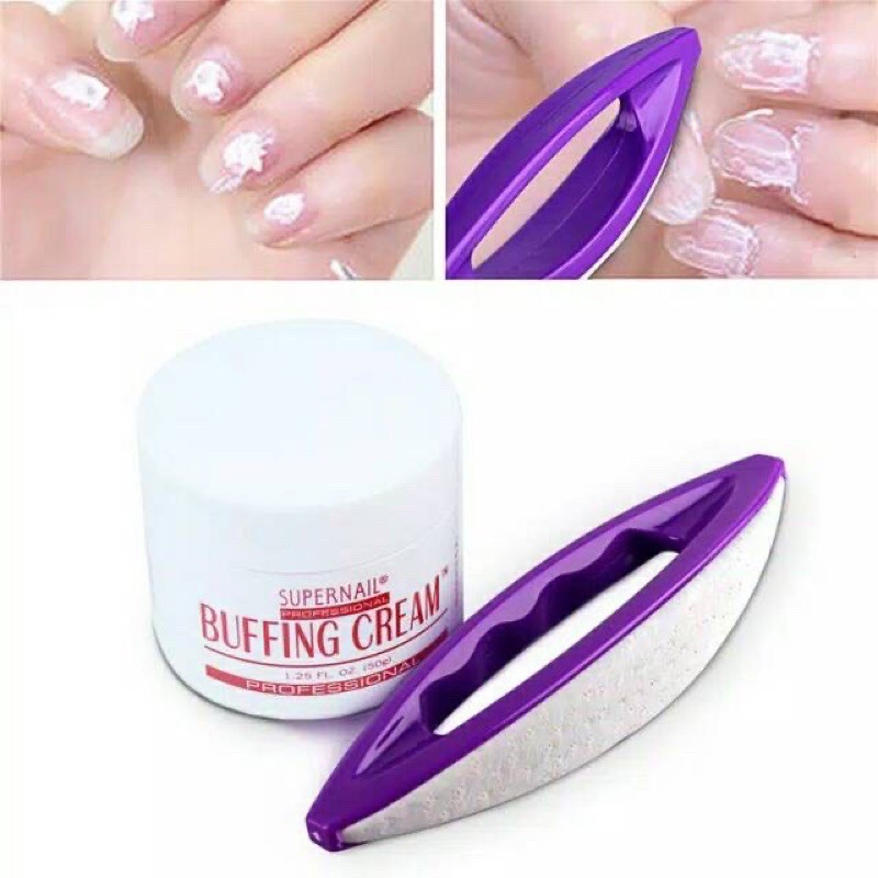 BUFFING CREAM + SPATULA GOSOK CREAM PENGILAP KUKU BUFFING CREAM SALON NAILART PENGILAP KUKU MANICURE PEDICURE 1 SET