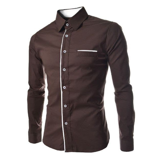 [Peter choco OT OT] kemeja pria katun stretch coklat